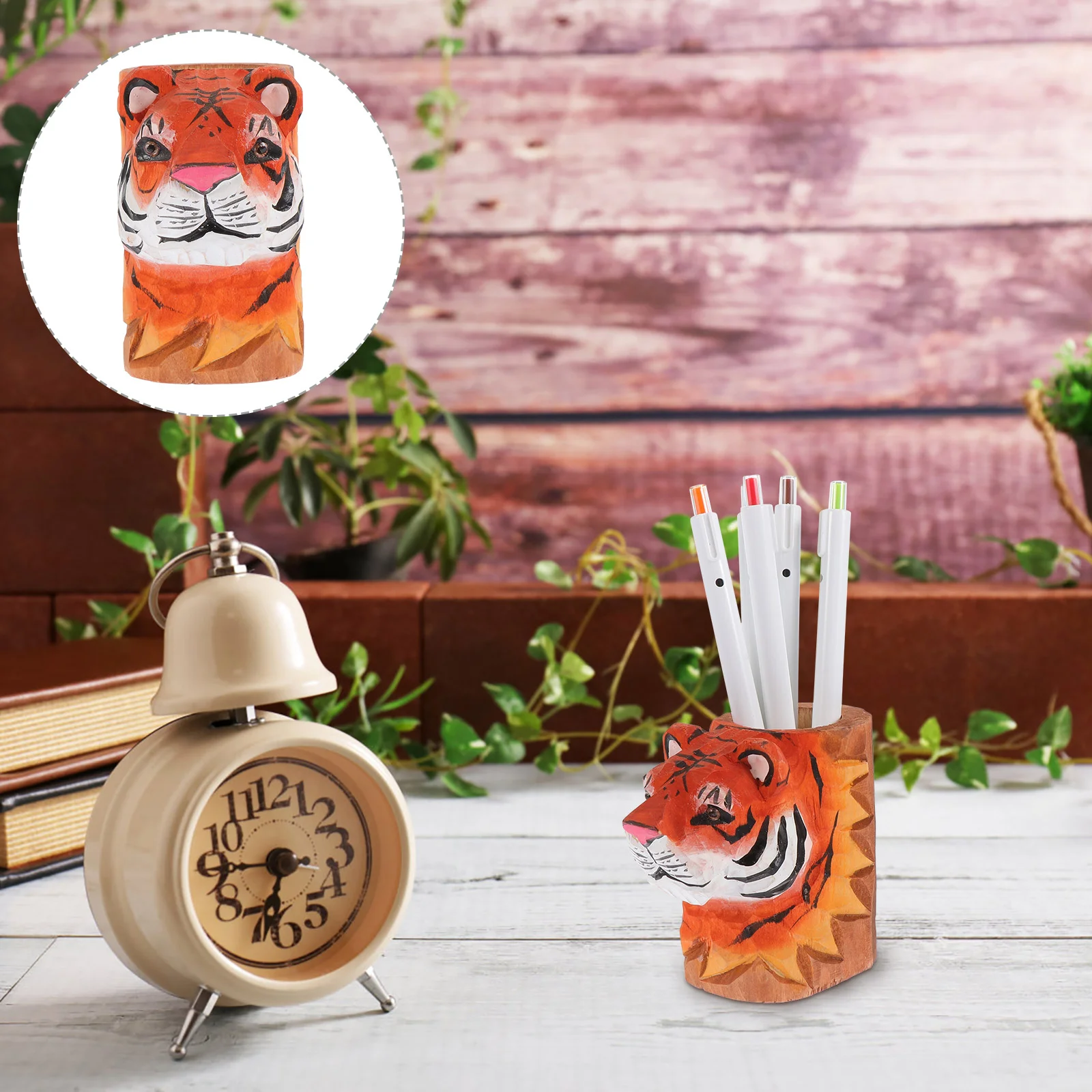 

Tiger Pen Holder Makeup Brush Office Supplies Desktop Stationery Organizer Storage Bucket