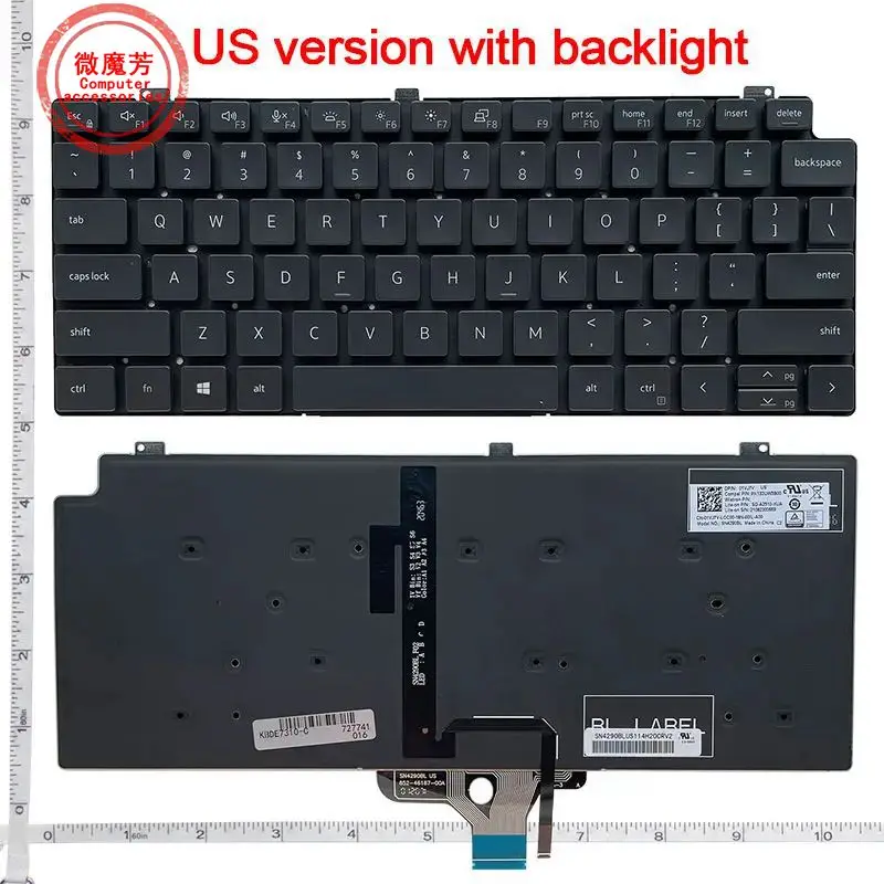 

US/RU Backlit Laptop keyboard for Dell LATITUDE P33S 13-7300 7310 English Keyboard
