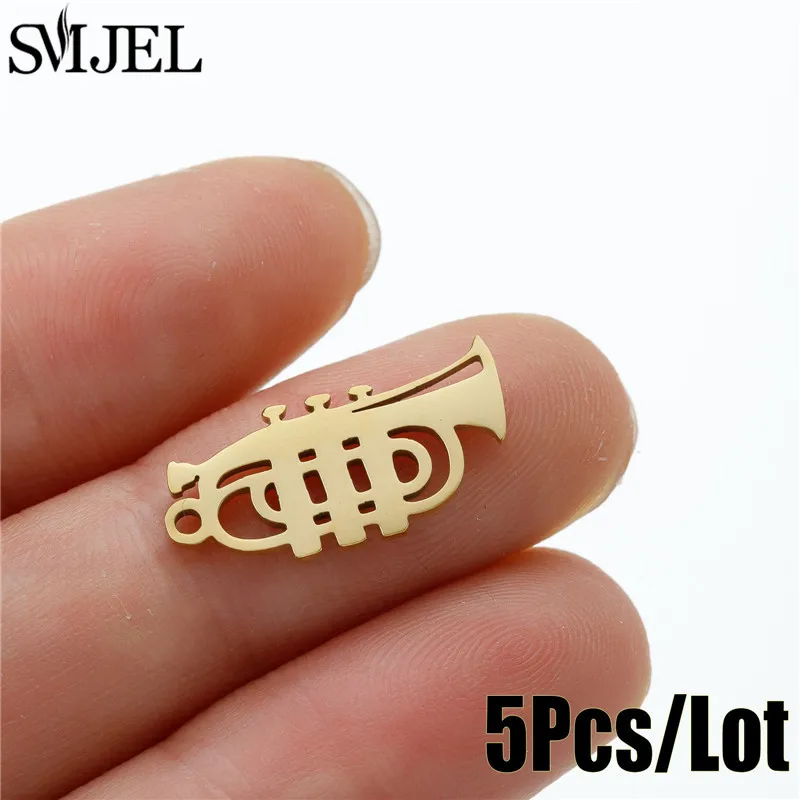 5pcs/lot Trendy Musical Note Charms for DIY Jewelry Making Gold Color Microphone Guitar Necklace Bracelet Earring Pendants dijes