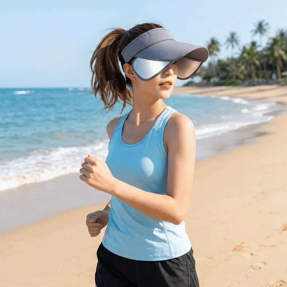 

Новая дышащая солнцезащитная шляпа с регулируемым козырьком, однотонная, с эластичным краем, легкая, из полиэстера, с открытым верхом, универсальная