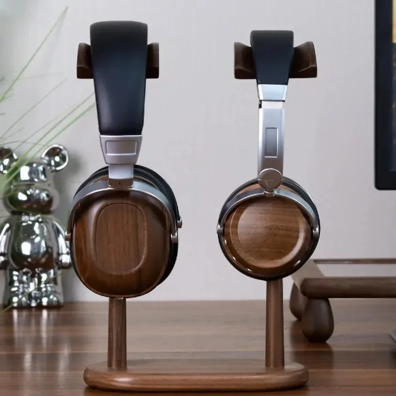 

Wood Solid Stand Head Mounted Large Ear Walnut Headphone Stand Solid Wood Double Ear Hanger Creative Headphone Display Storage