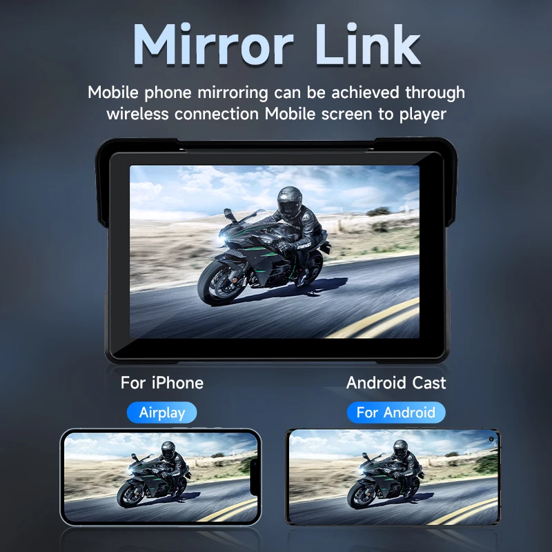 5/7 Inch Motorcycle Multimedia Player Portable Carplay Moto DVR Navigation GPS IPX7 Waterproof Wireless Android Auto TouchScreen image 4
