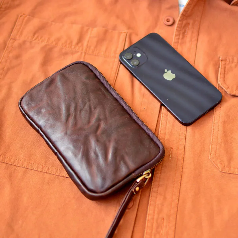 AETOO الطبقة الأولى جلد البقر الرجال محفظة طويلة سستة الجلود عقد حقيبة بطاقة حقيبة متعددة الوظائف سعة كبيرة اليدوية الرجال لو #2