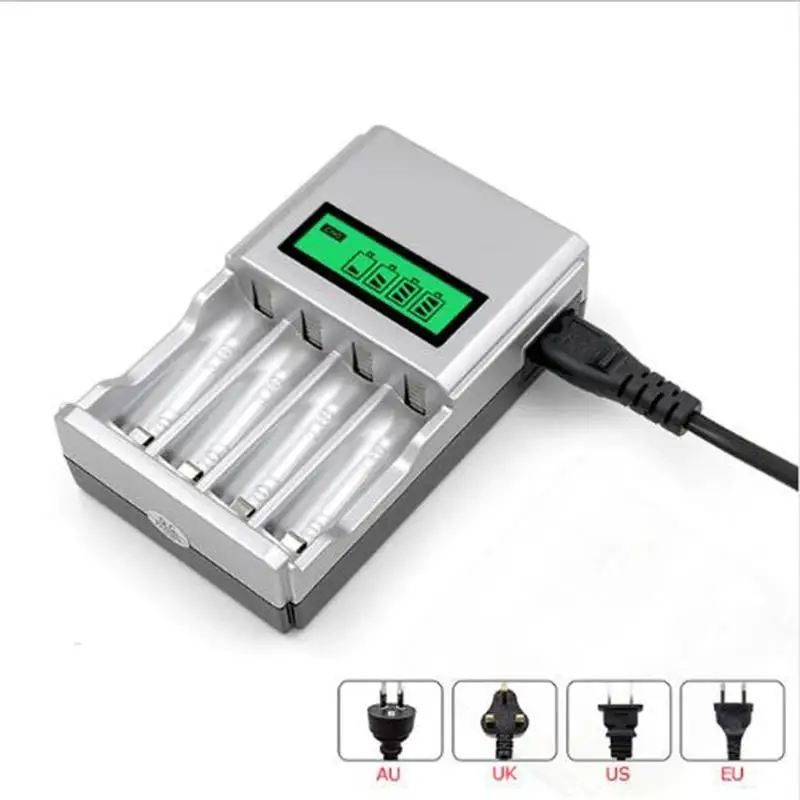 

1.2V 4 slots AA AAA NI-MH ni-cd quick charge battery charger with LCD display with EU AU US UK plug of superior quality