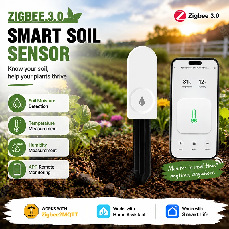 Farm Zigbee Soil Moisture Sensor Air Temperature Humidity Meter Wireless Plant Tester For Automatic Irrigation System Control
