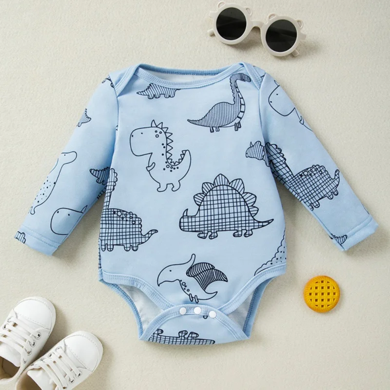 Autumn Baby Boys Girls Bodysuit Cartoon Dinosaur Long Sleeve Baby Clothes 0-12 months Newborn Body Bebes Jumpsuit Clothing