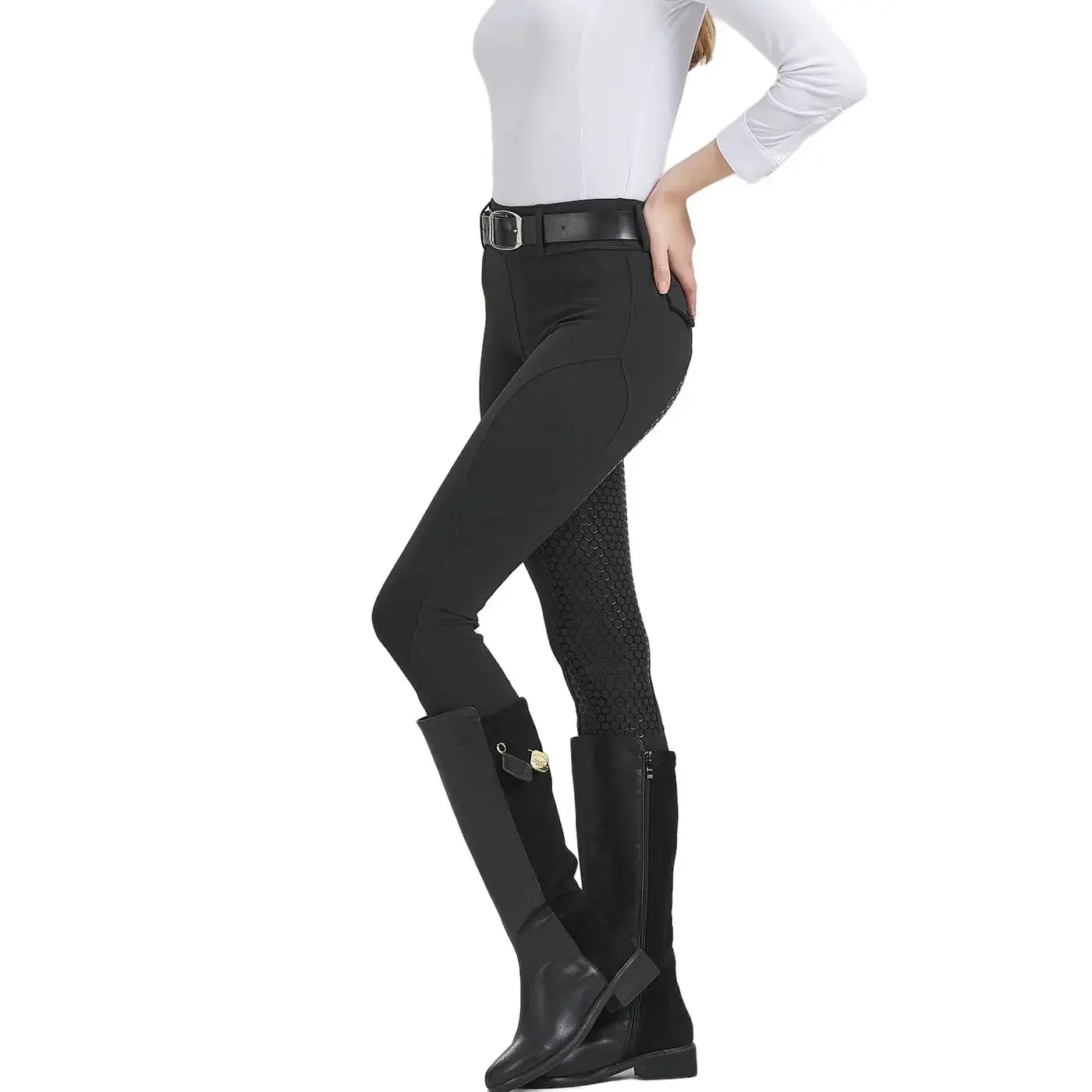 Pantaloni da equitazione da donna Pantaloni a sedile intero Collant da scuola equestre Abbigliamento sportivo da esterno Abbigliamento da cavaliere