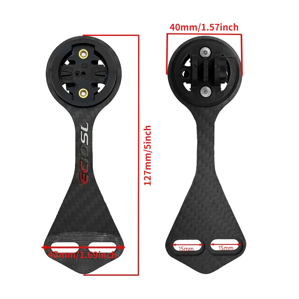 F12 All-in-One Carbon Fiber Bike Computer Mount for Integrated Handlebars, Bracket for Garmin, GoPro & Bike Light