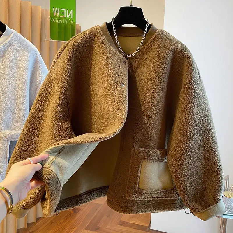 2025 New Korean Version of Loose Casual Lamb Wool Coat Women's Autumn and Winter Wear Thickened Suede Fur Integrated Top
