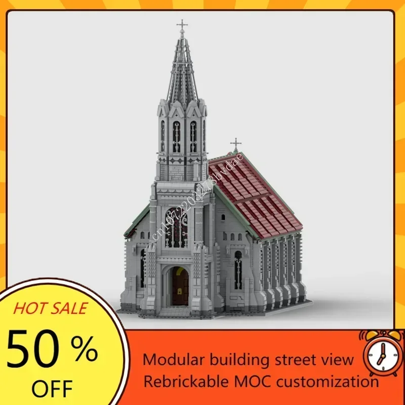 11369PCS Old Church Modular MOC Custom Street View Model Creative Architecture DIY Assembly Educational Puzzle Toy Gift