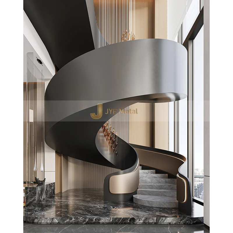 Hot-selling Indoor Stainless Steel Glass Spiral Staircase With Custom Design For High-end Commercial Office Buildings