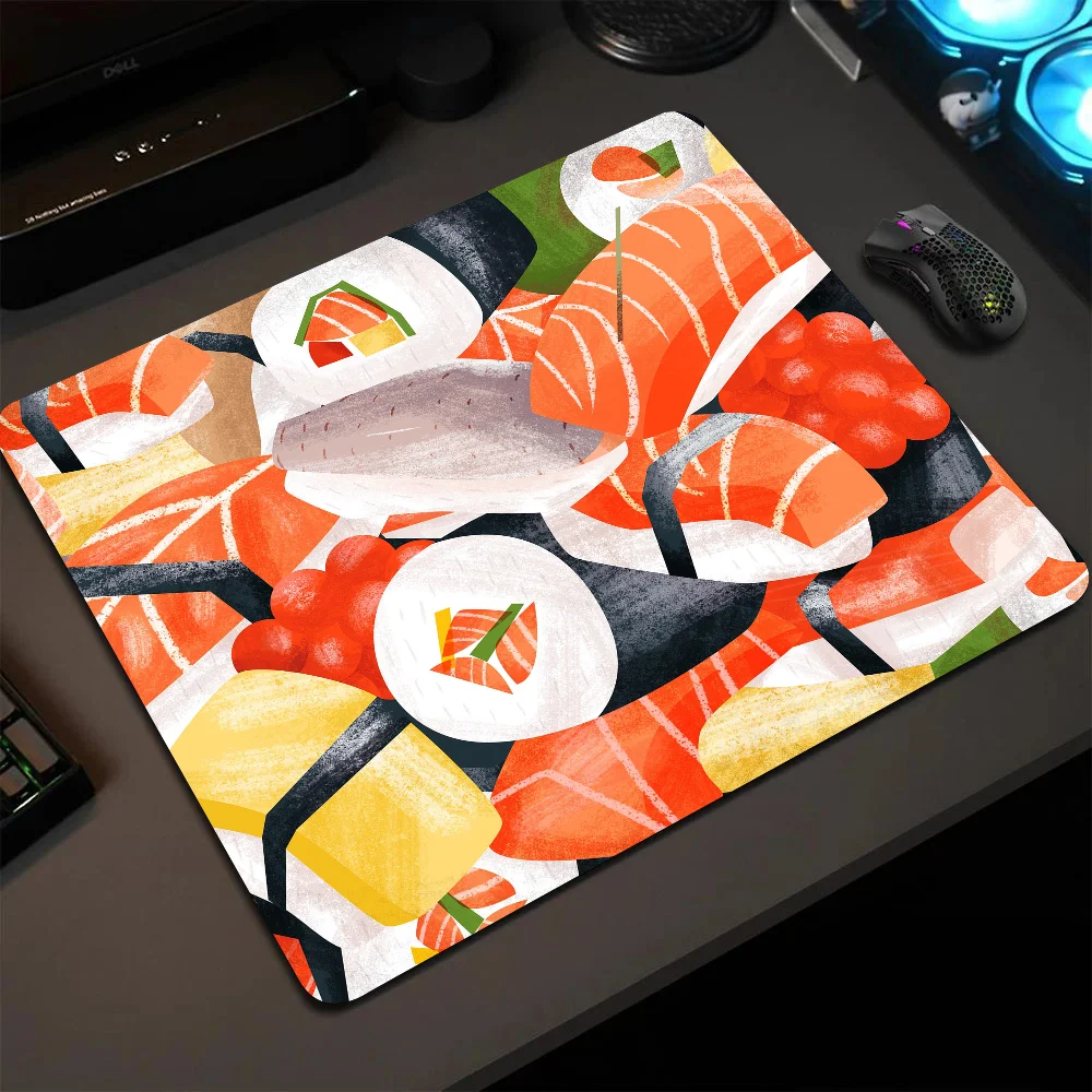 Sushi Mousepad Small LockEdge Mouse Pad For Gamers Computer Desk Pad Rectangular Anti-slip Rubber