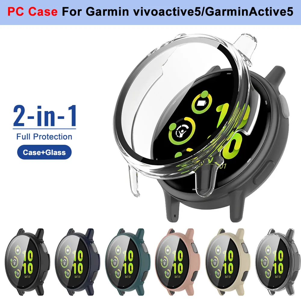 For Garmin Vivoactive 5 PC Protective Case For GarminActive5 Tempered Glass Full Screen Protector Bumper Cover Accessories