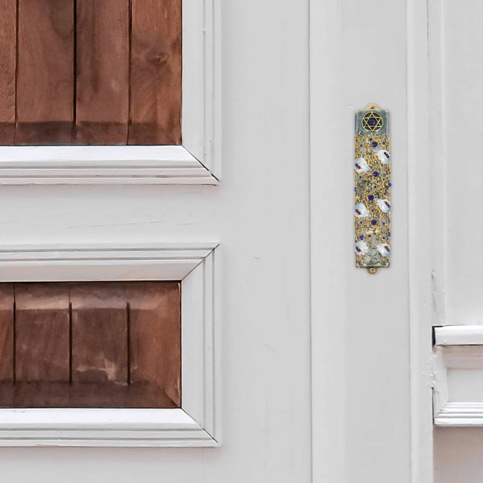 

Door Post Scripture Box Holiday Alloy House Blessing Plaque Jewish Religious Mezuzah Scroll Metal Case Hanukkah Ornament