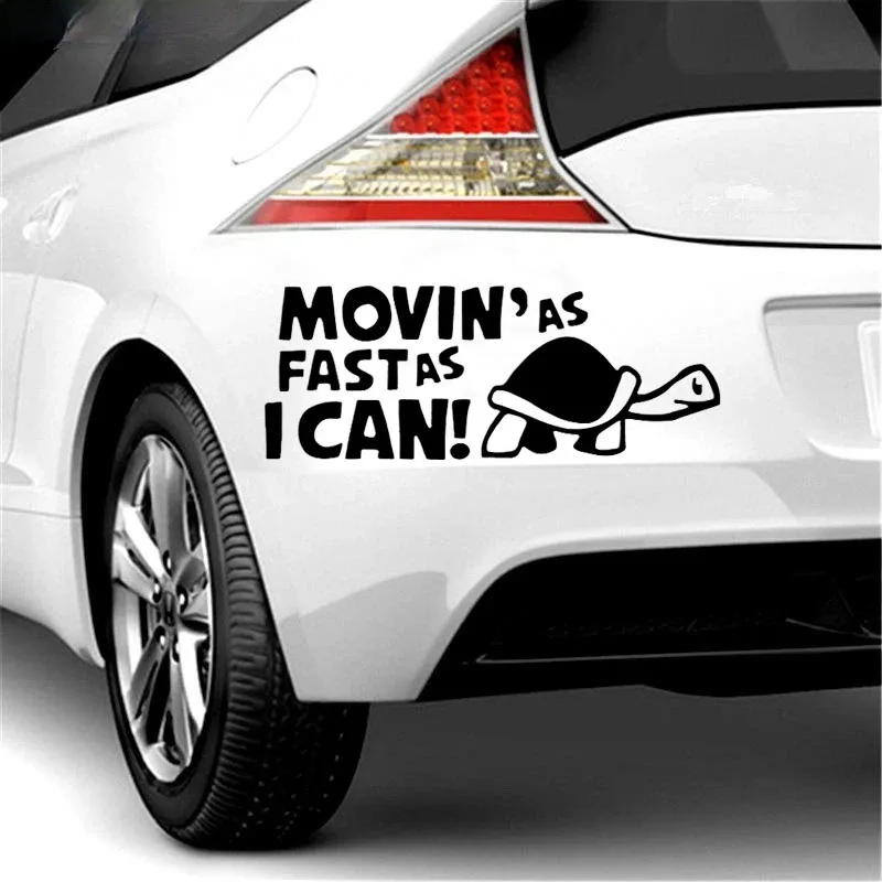 

"Movin' As Fast As I Can" Turtle Car Sticker, Funny Vinyl Decal for Auto Exterior, Humorous Vehicle Decor