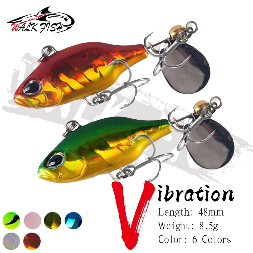 WALK FISH 1 Stück 48 mm 8,5 g VIB Vibrationsköder Löffel Angelköder Zyklon rotierende Pailletten Süßwasser-Meeresangeln Metallspinner