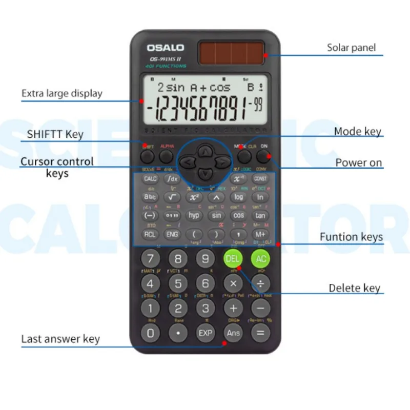 OS-991MS II ABS آلة حاسبة علمية للطاقة الشمسية 417 وظيفة أنواع الآلات الحاسبة الطلابية متعددة الوظائف