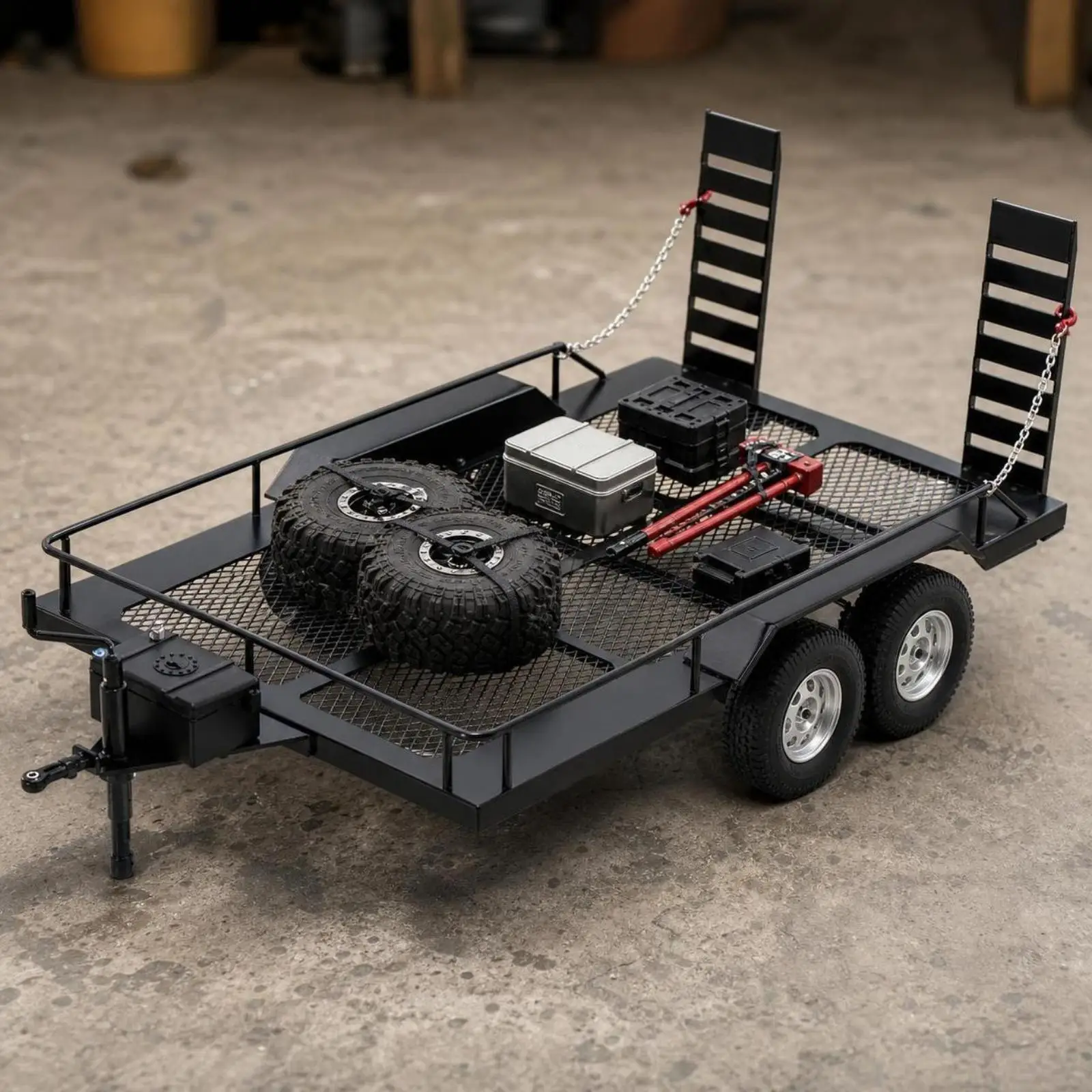 Crawler Trailer with Two Axles Long-Lasting for Trail Recovery, Garage Display