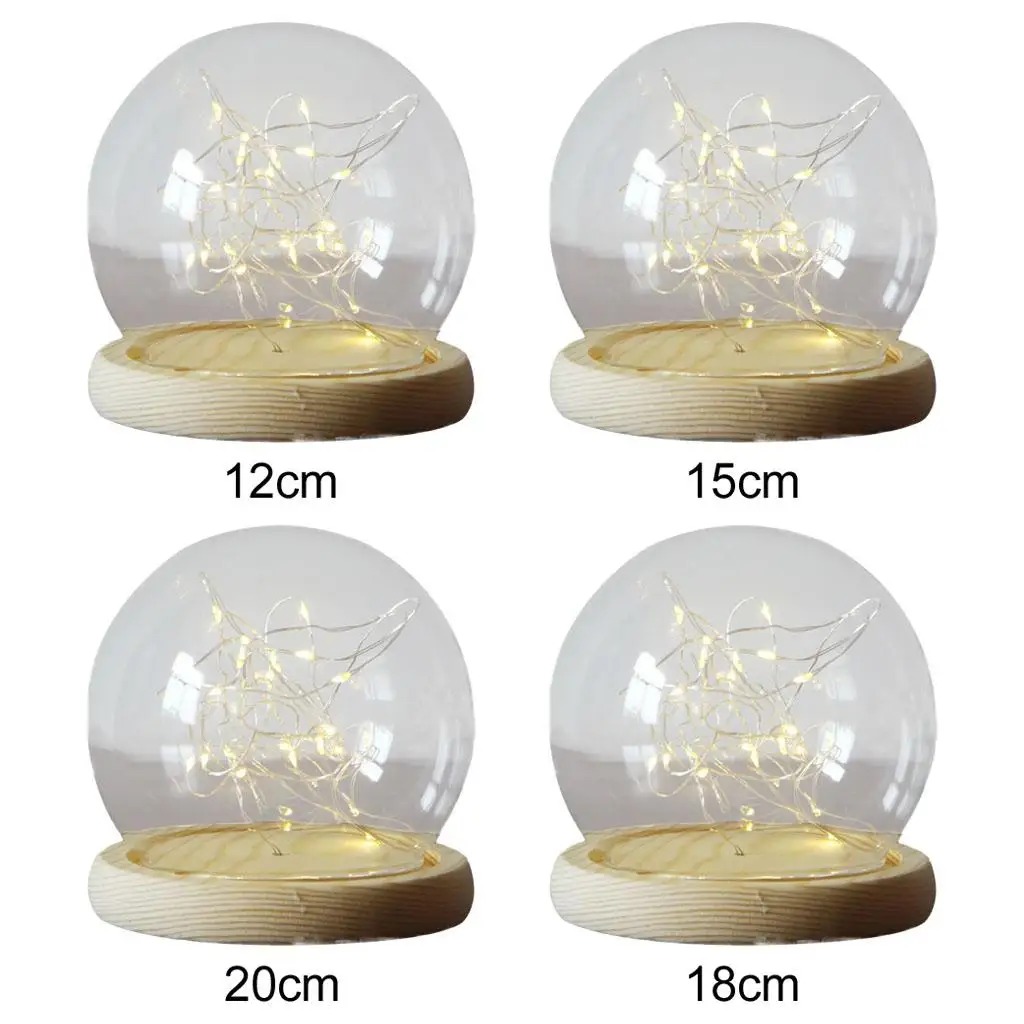 Cloche Bell Clear with Wood Base Display Case Mini for Plants