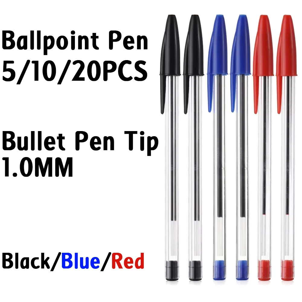5/10/20Pcs Black Red Blue Ballpoint Pen 1.0mm Gel Pen Student Signing Pen Writing Pen Stationery School Office Accessories