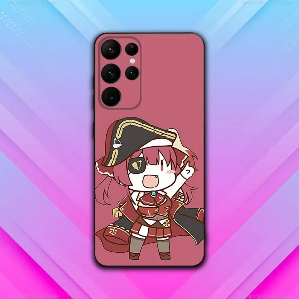 H-Houshou Casing Ponsel Hitam Marinir Gadis Imut untuk Samsung S30,S25,S24,S23,S22,S21,S20,Fe,Lite,5G,Ultra,Plus Ultra-Tipis