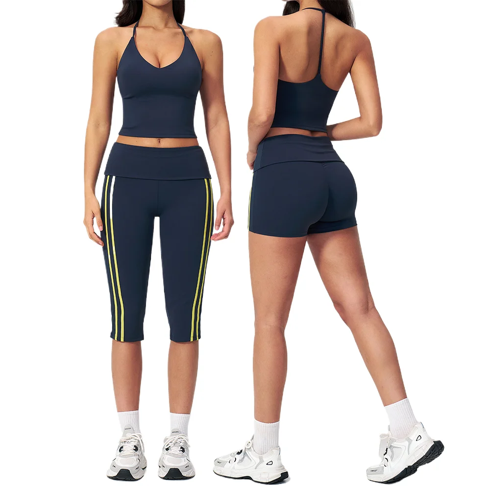 AliExpress Yoga Set 2PCS Women Tracksuit Workout Set Sportswear Gym Clothing Fitness Outfits High Waist Cycling Capri Pants Athletic Wear