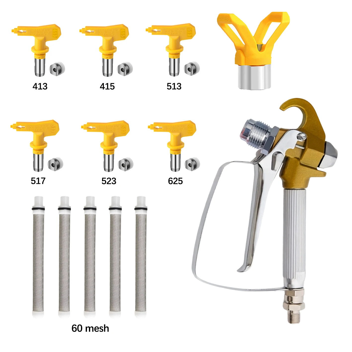 kit-de-pistolet-de-peinture-sans-air-13-pieces-et-accessoires-6-embouts-5-filtres-6-joints-pour-revetements-muraux-et-peinture-au-latex