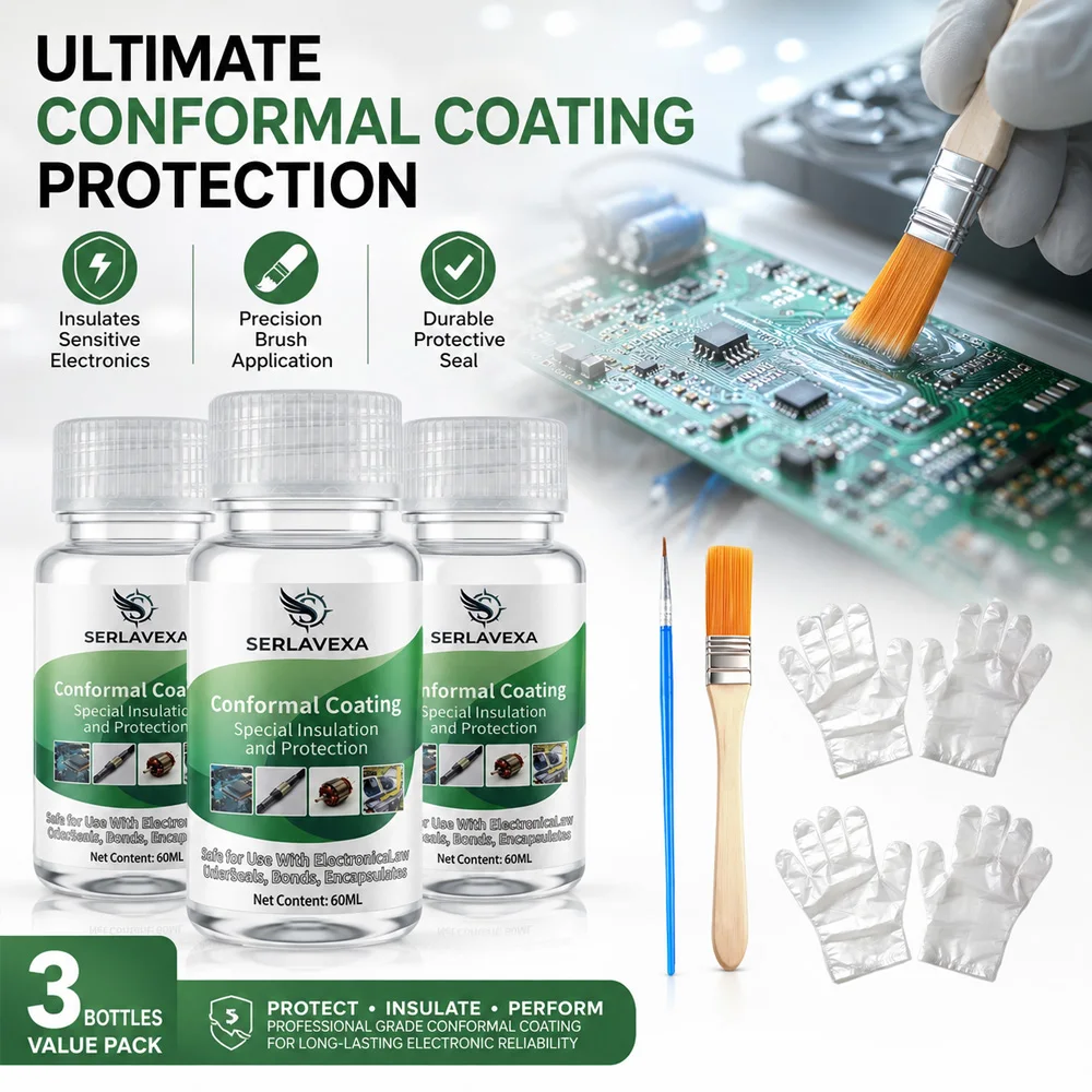 

3Pcs 60ml PCB Conformal Coating Kit Electronic Circuit Board Insulation Liquid Protective Varnish Waterproof Sealant Brush Set