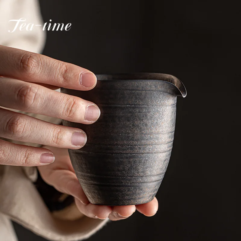 180ml Chinese Gilded Rough Pottery Tea Pitcher Handmade Ceramic Justice Cup Coffee Dispenser Mug Chahai Tea Ceremony Accessories