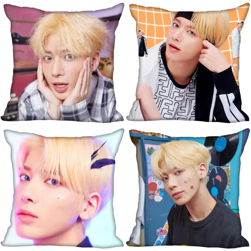 TXT Taehyun Pillow Cover Bedroom Home Office Decorative Pillowcase Square Zipper Pillow Cases Satin Fabric Eco-Friendly 0519