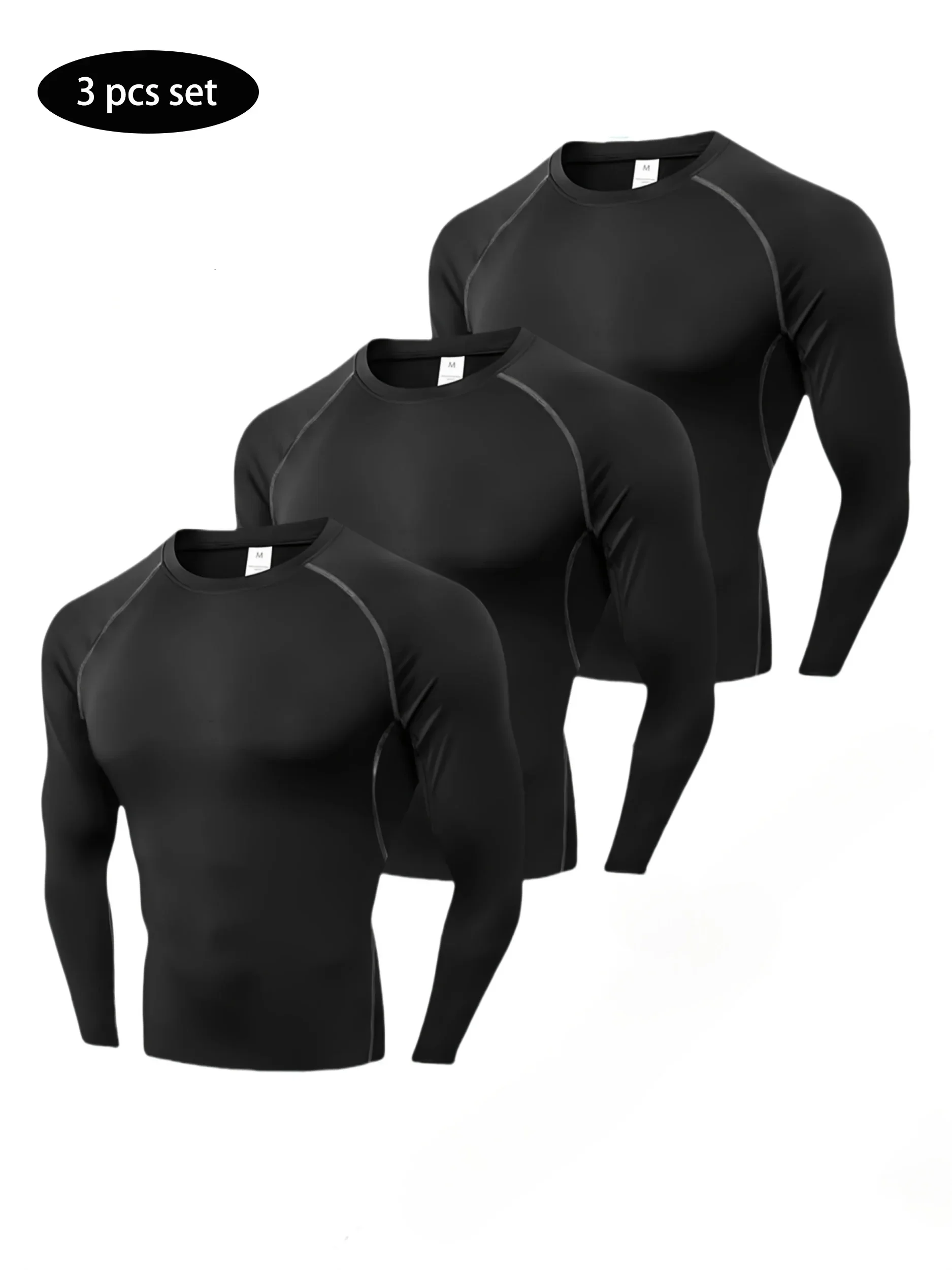 

Fashionable Men's Running long-sleeved Three-piece set, soft fabric, comfortable and flexible for exercise