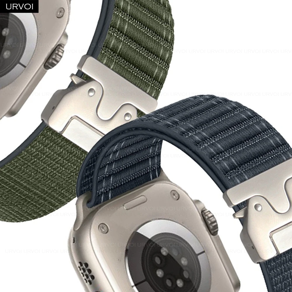 URVOI Nylonband für Apple Watch Ultra 2 1 Serie 10 987654   SE Parachute Buckle Wave Desin geflochtenes Armband für iWatch-Zubehör