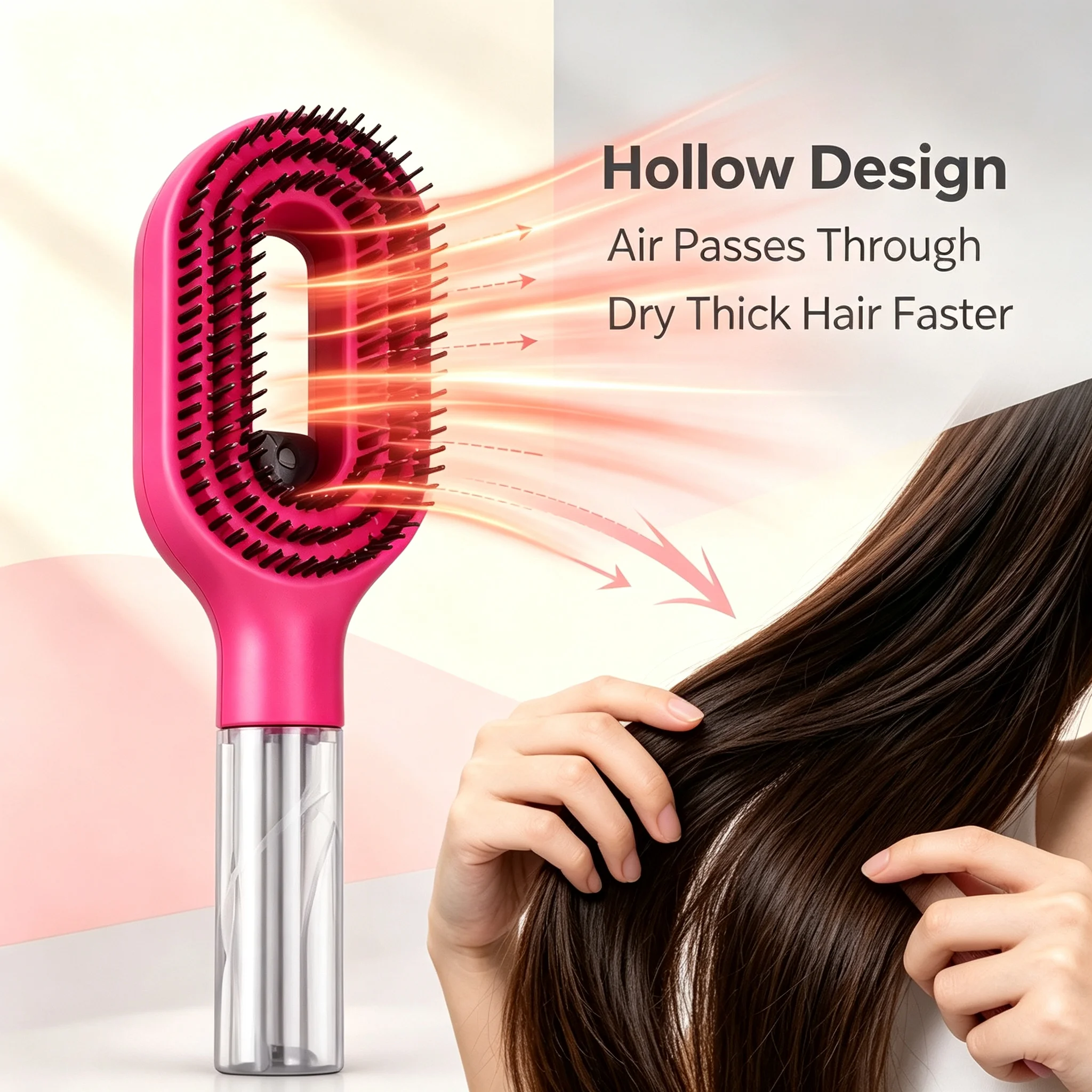 Leopard Print & Pink Hair Styling Tools Set, Spray Cleaning Comb, Air Cushion Massage Brush, Neck Duster Brush, Multi Hair Combs Kit for Salon Hairdressing view 2