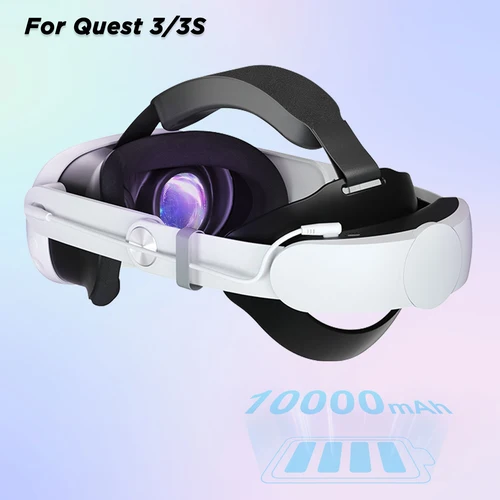 Imagen 1 del producto Correa para la cabeza, batería de 10000mAh para auriculares Meta Quest 3/Quest 3S VR, repuesto de correa Elite, mejora la comodidad, carga rápida PD18W