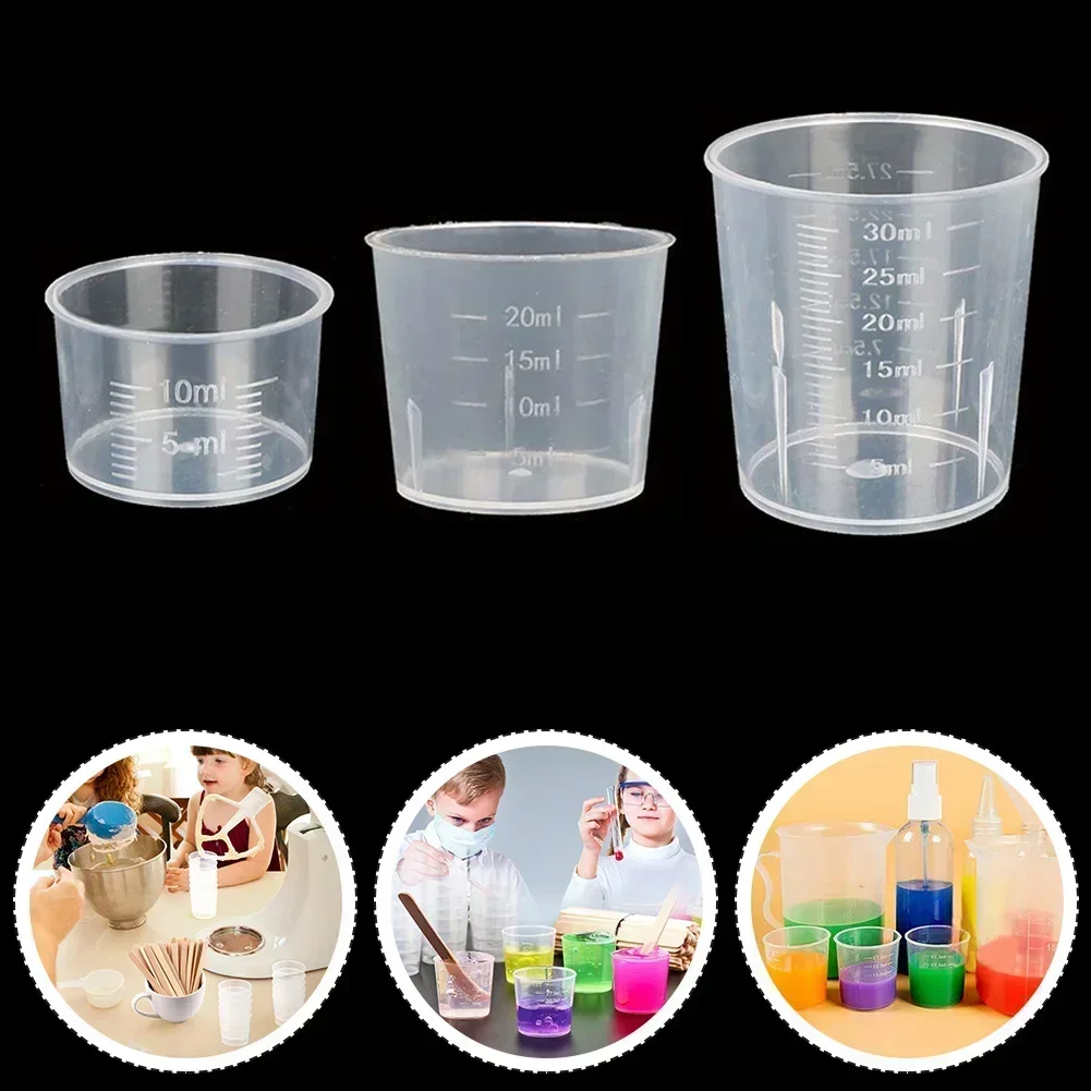 

20pcs Measure Cups Dual Scales Cup Container 10/20/30ml Transparent Plastics Measuring Tools And Gadgets For Kitchen Or Lab