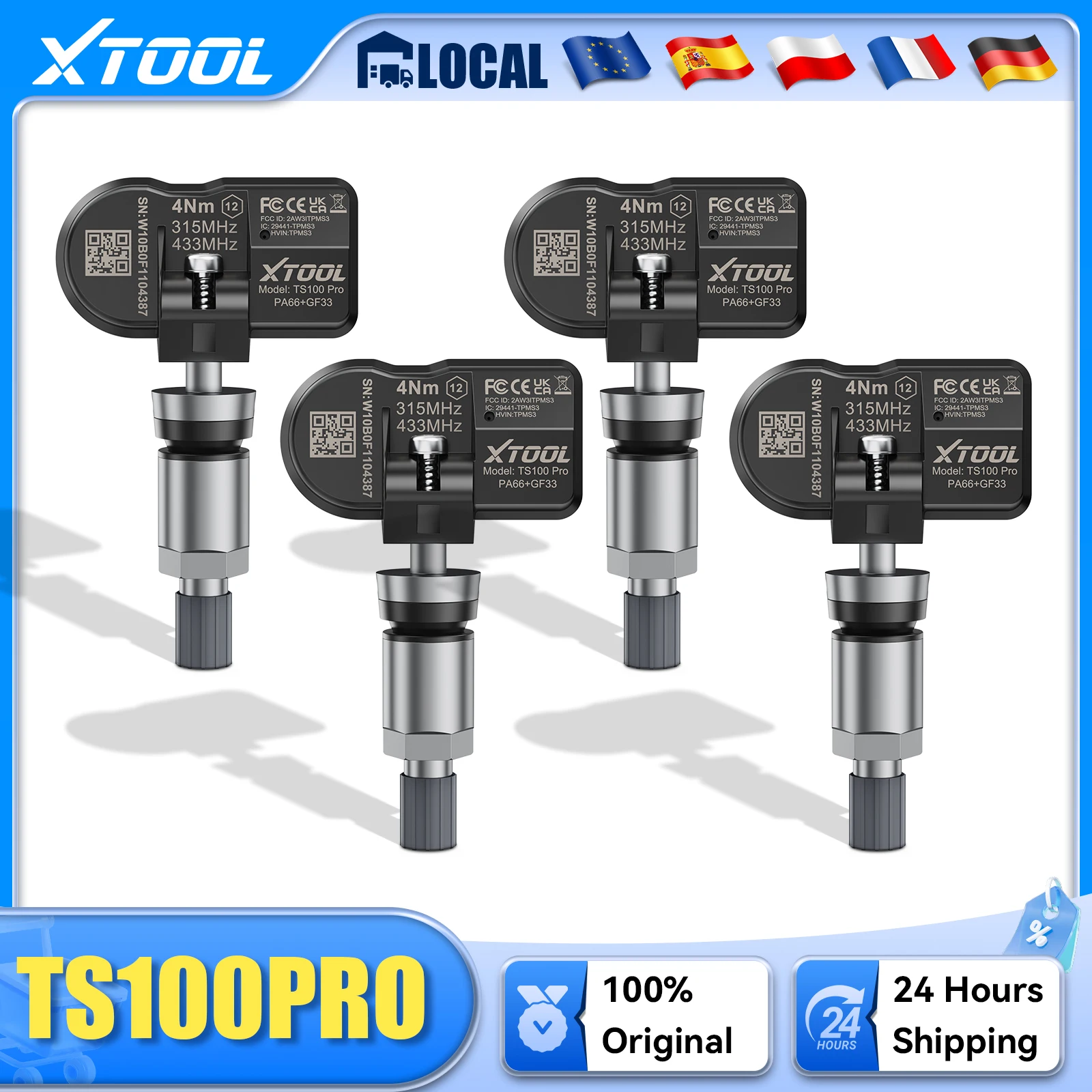 XTOOL TS100PRO Sensor 433MHz 315MHz TS100 Reifenreparaturwerkzeug TPMS-Scanner Drucküberwachung TPMS Programmierbar