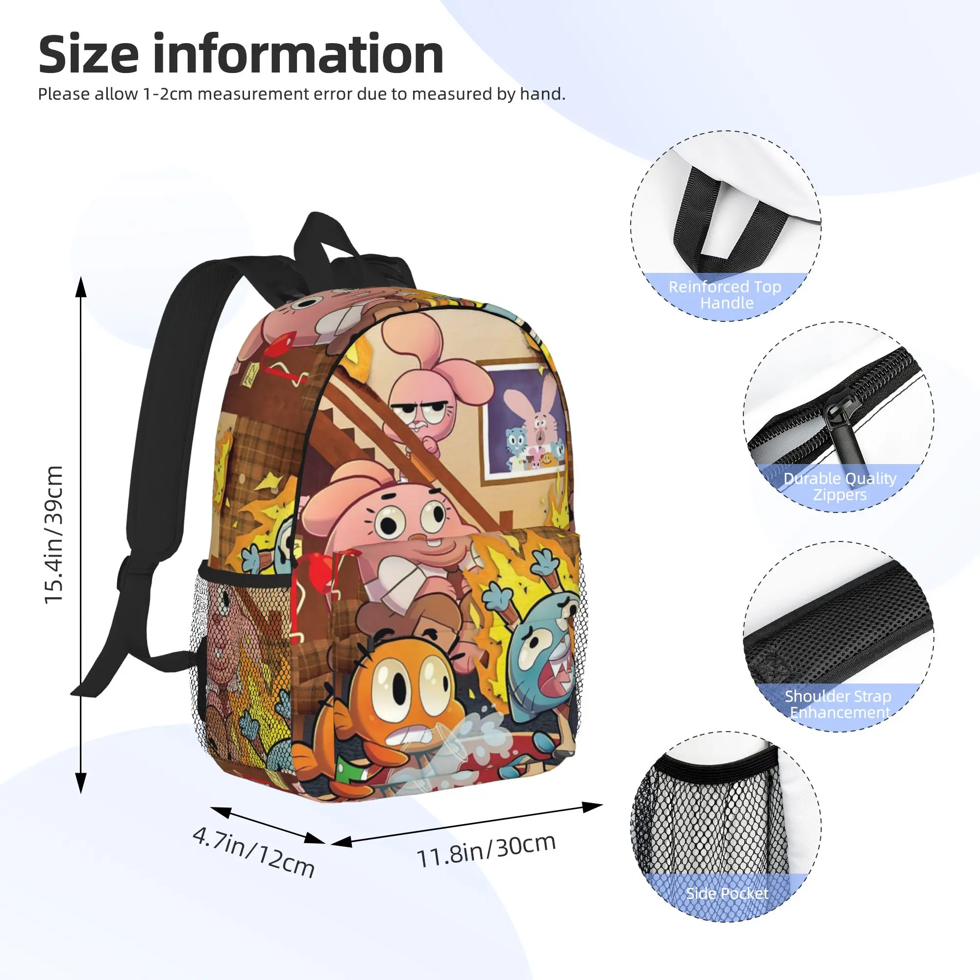 The Amazing World of Gumball Cartoon Backpack Hot Sale Daypack Boys Girls BookBag Shoulder Bags for Men Women School Bag