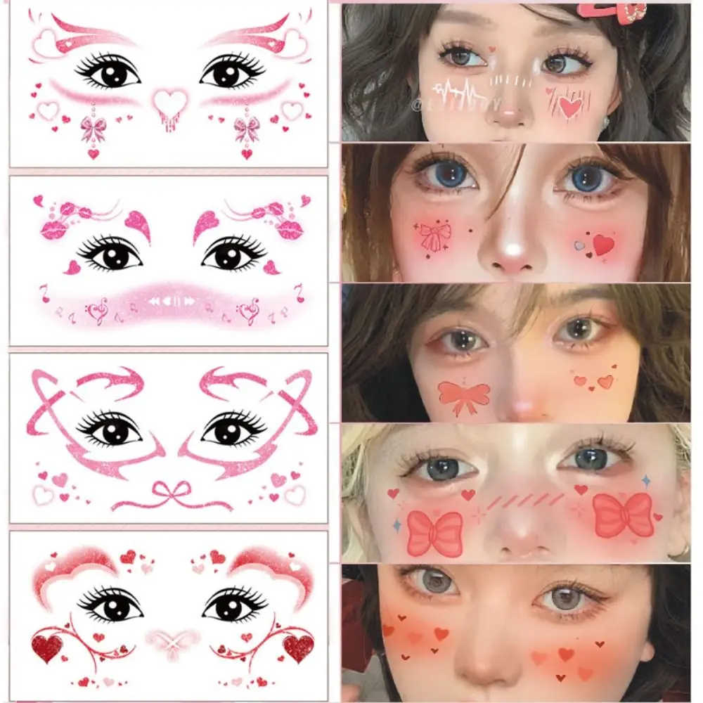 Waterproof Freckles Blush Stickers Facial Art Long Lasting Face Temporary Tattoos Disposable Makeup Stickers Valentine's Day