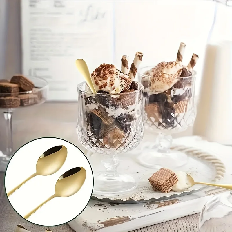 6/10/20Pcs Stainless Steel Small Gold Spoons Mini Coffee Tea Dessert Ice Cream Stirring Spoon Set Kitchen Accessories view 5