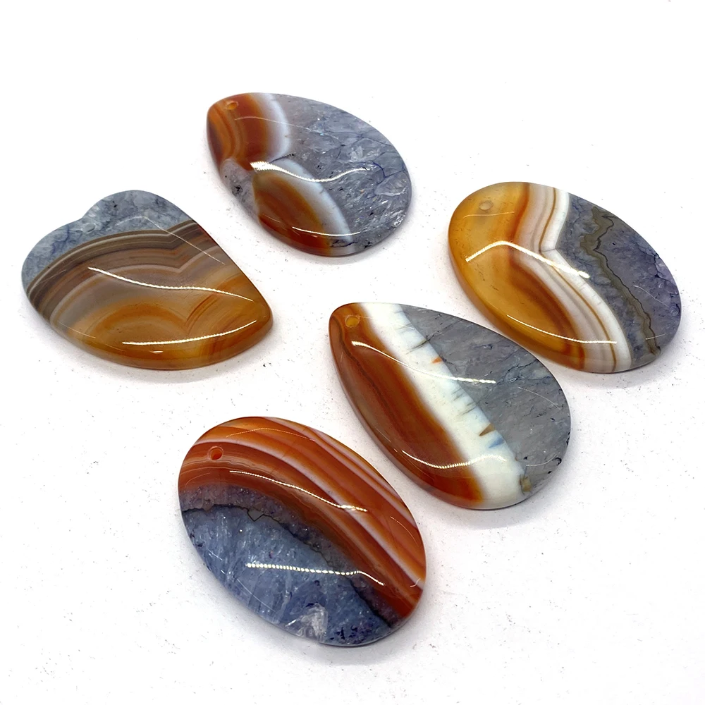 Natural Stone Geometric Water Drop Pendant Men and Women Rainbow Stone Agate Necklace Fashion Jewelry DIY Accessories Key Chain