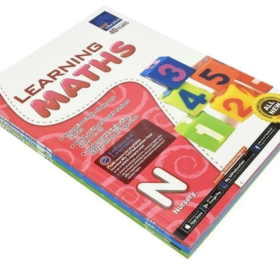 Singapore Matemática Inglês Exercício Livro, 3 Livros, Learning Math N, K1, K2, Kindergarten Series