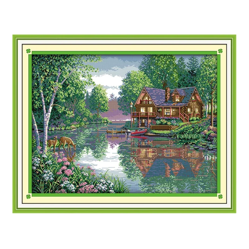 كوخ الجبل العد الطباعة عبر الابره 11CT 14CT عبر عدة خياطة التطريز التطريز مجموعة DIY المشهد زينة زخرفية #4
