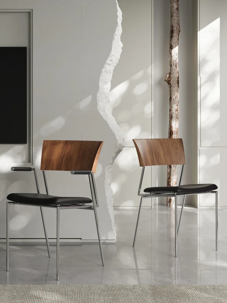 Italiano minimalista couro Home jantar cadeira, retro nórdico madeira maciça Designer, moderno luxo acessível