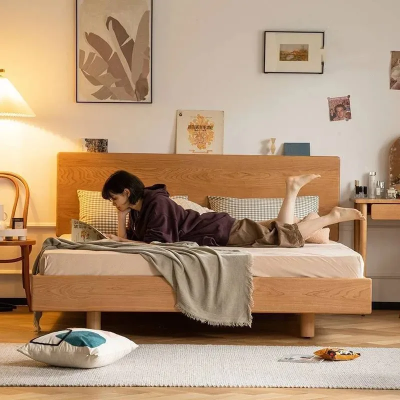 북유럽 정지 단단한 나무 침대 간단한 체리 나무 일본 통나무 1.8 미터 더블 침대