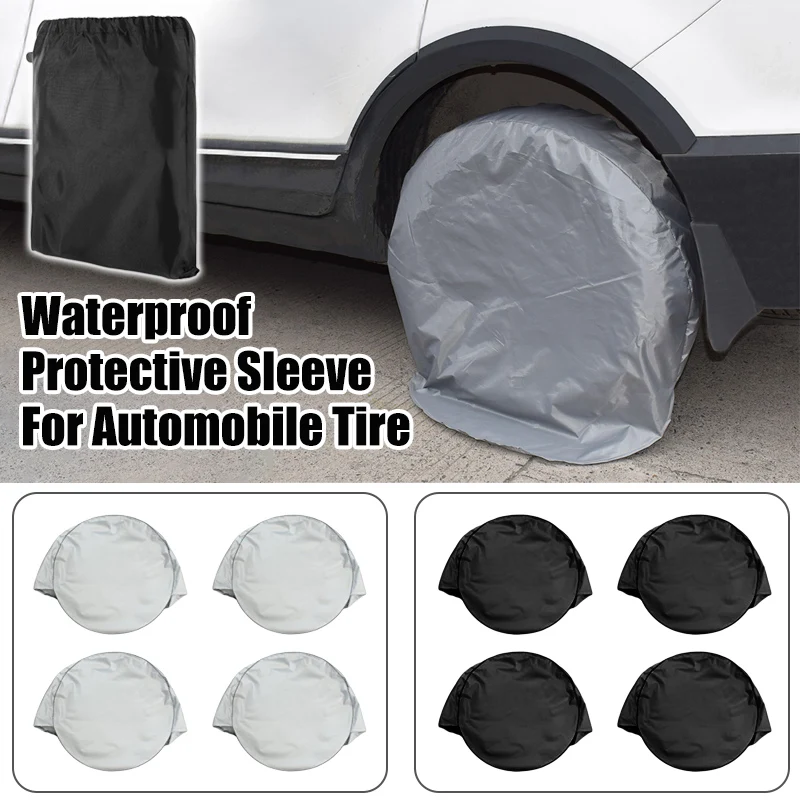 4Pcs 72-82cm Waterproof Car Wheel Cover Antifreeze Tire Covers Storage Bag Sun Protector For Auto Car Universal Car Tire Covers