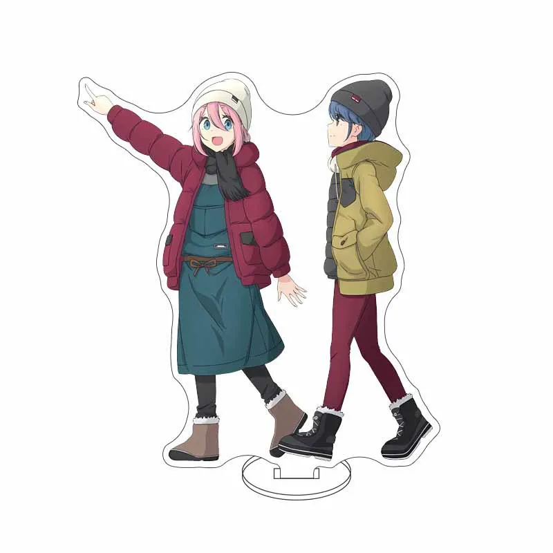 Anime Laid-Back Yuru Camp Shima Rin Kagamihara Nadeshiko 15CM Acrylic Stand Figure Display Cosplay Charm Cartoon Desktop Plate