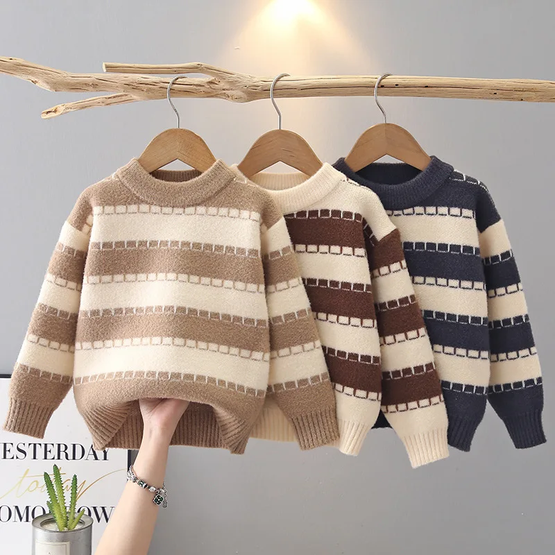 

Boys Sweaters Spring Autumn 2025 Children Woolen Jersey Clothing Tops Outerwear For Baby Boy Pullover Sweater Kids Outfits 7 8Y