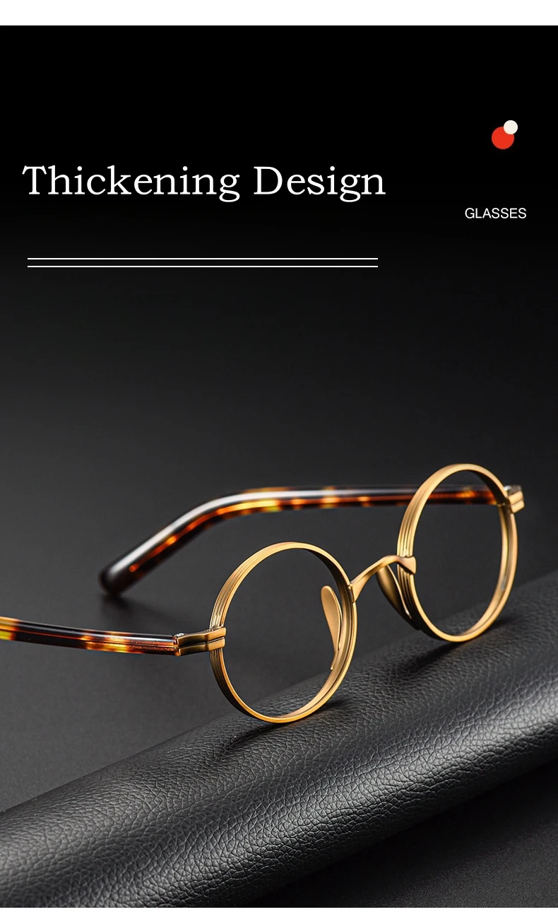 YIMARUILI Ultra-licht Titan Legierung Acetat Brillen Frauen Mode Retro Runde Kleine Optische Brillen Rahmen Männer – Detail 2