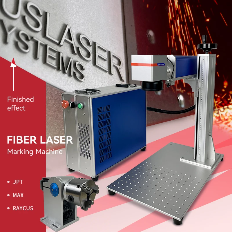 Máquina de marcação a laser de fibra MOPA LASER, marcando peças rotativas, 20W, 30W, 50W, Raycus, JPT Laser Fonte, Metal, Plastic Mark Tools