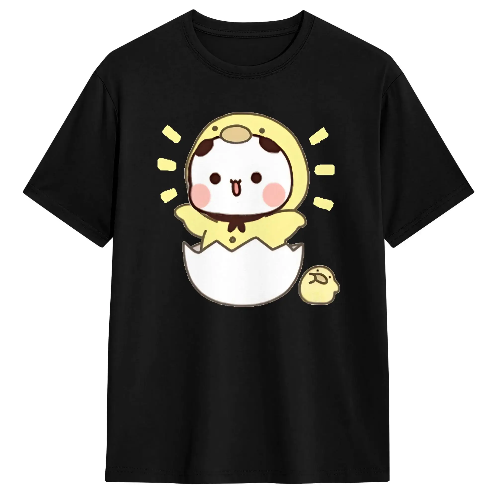 Cute Little Chicken Bubu Open T-Shirt Summer T-Shirts Couple Cotton Crewneck Oversize Top Tees Short-Sleeved Awesome Tshirt